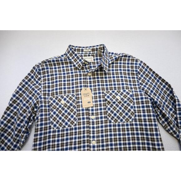 Chaps Ralph Lauren Rugged Fitted Flannel Shirt Plaid Button Up Mens Sz Large NWT - Picture 5 of 8